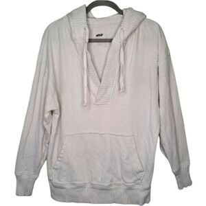 Aerie White Down-To-Earth Hoodie With Pouch Pocket Size XS Oversized